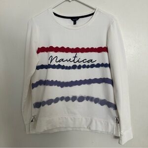 Nautica Red and Blue Long Sleeve Boxy Sweatshirt
